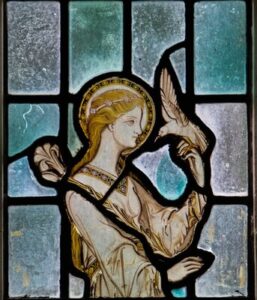 Cranleigh School stained glass window showing an angel